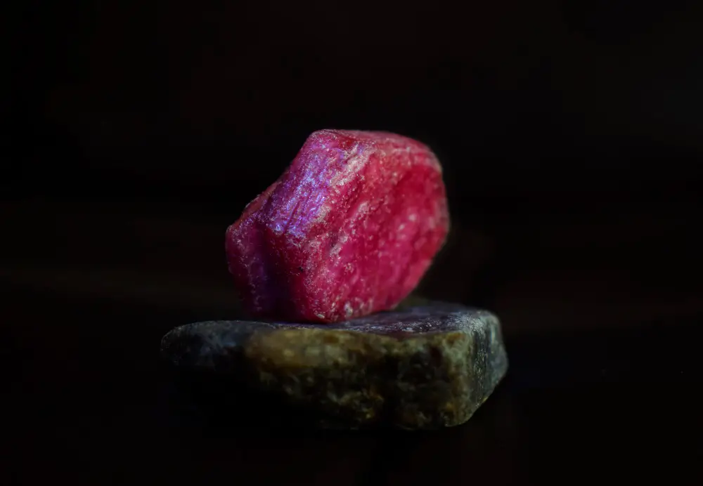 Raw ruby stone in its natural form