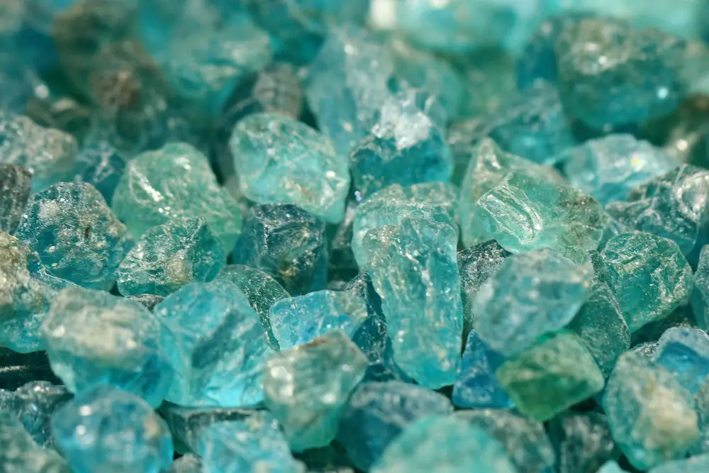 Aquamarine gemstone with soft blue hues, representing tranquility and clarity.