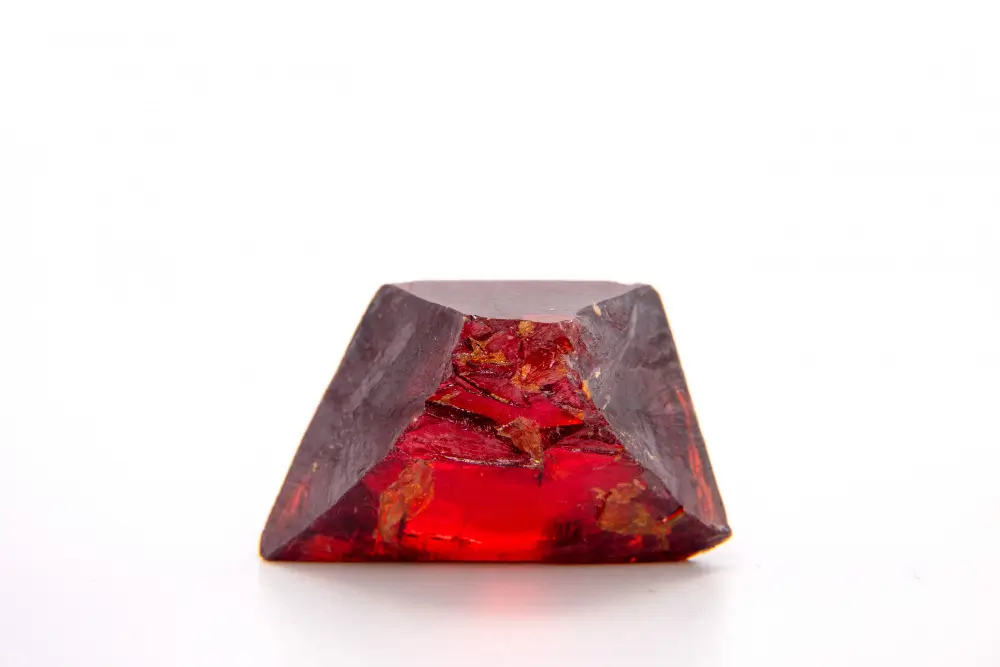 Almandine garnet gemstone with deep red hues