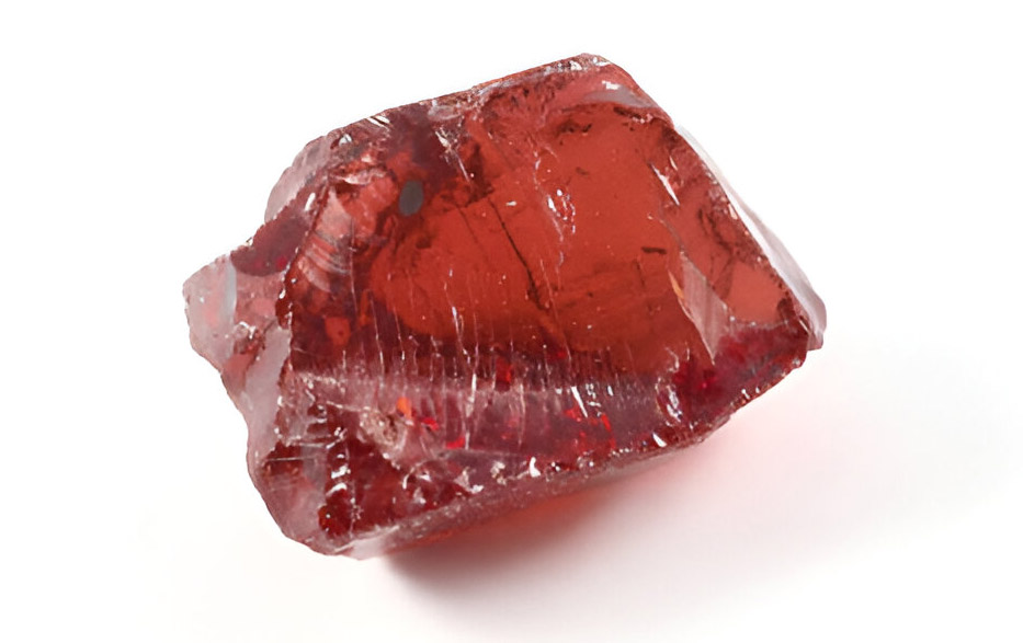 Raw Pyrope Garnet crystal with red hues