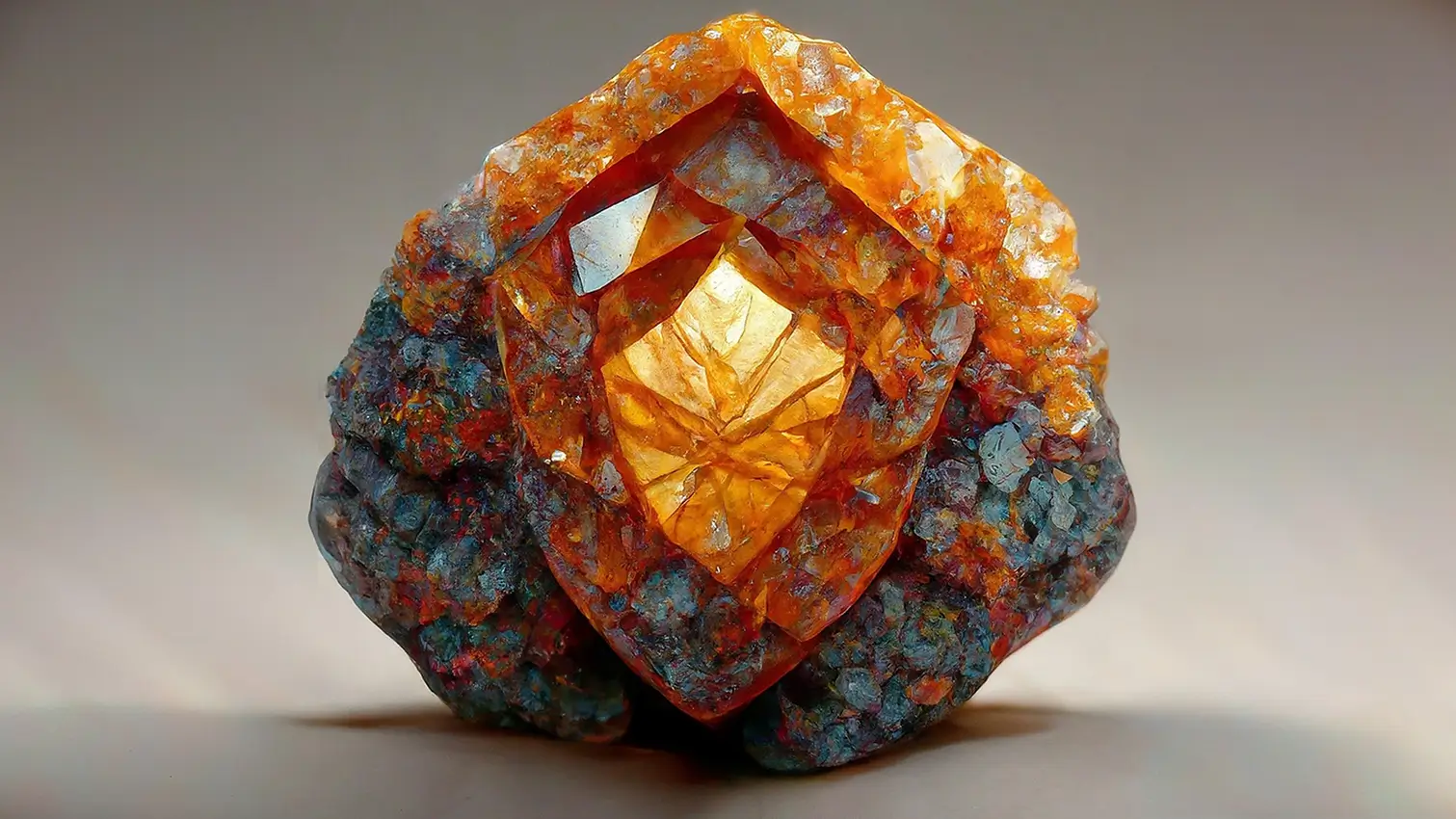 Close-up view of a polished Spessartine gemstone