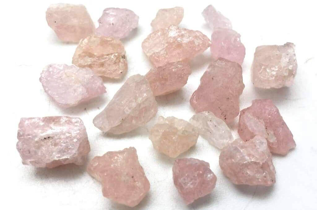 Raw Morganite gemstone with natural pink color