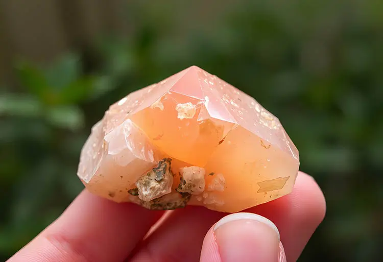 Raw Sunstone crystal showcasing its natural shape and color