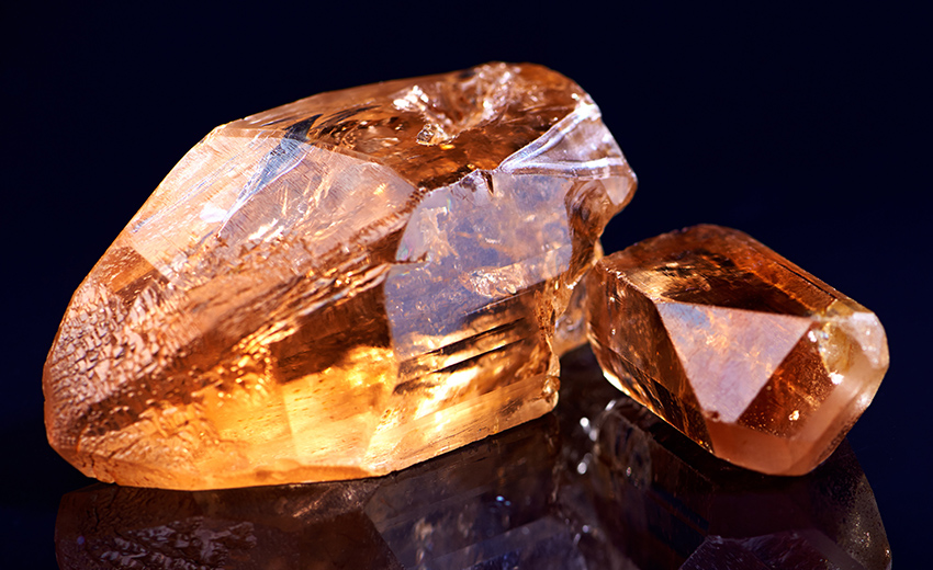 Golden topaz gemstone from Pakistan.